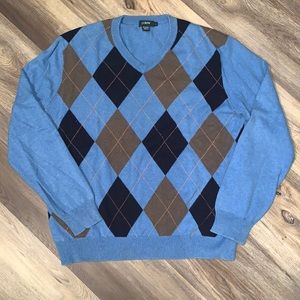 Jcrew argyle v neck sweater